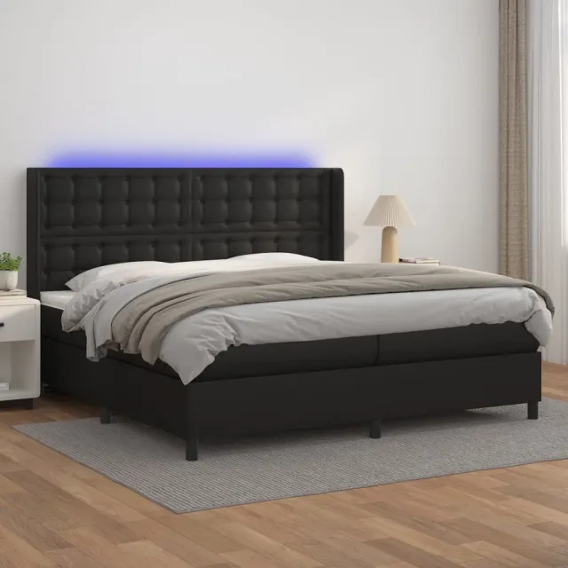 vidaXL Boxspring met matras en LED kunstleer zwart 200x200 cm