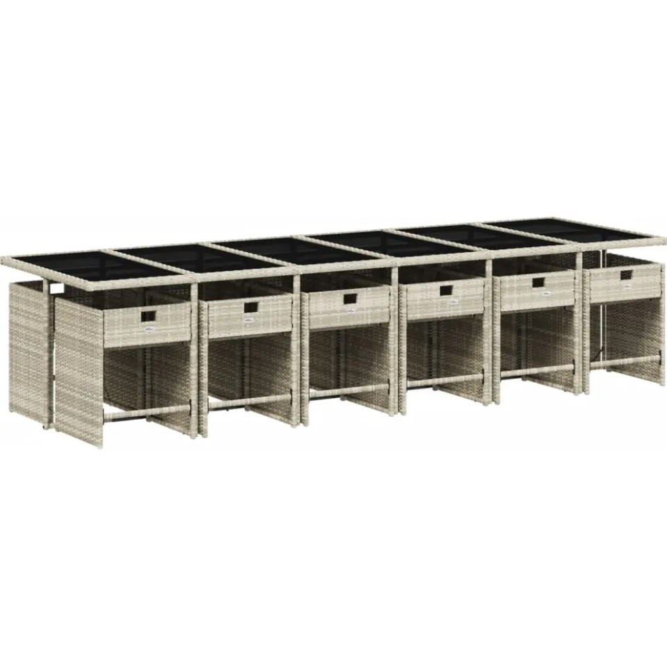 vidaXL 13-delige Tuinset met kussens poly rattan lichtgrijs