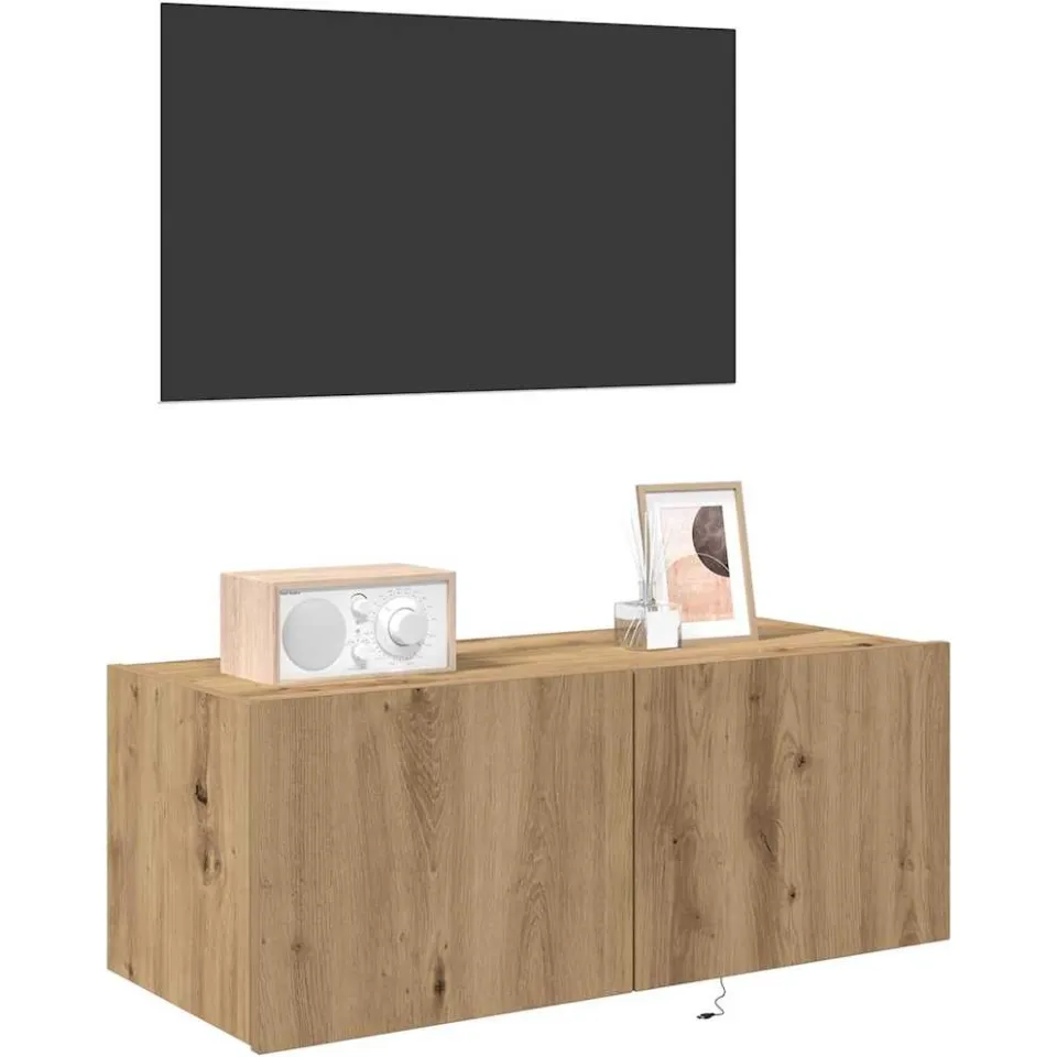 vidaXL TV Wandkast 80 x 35 x 31 cm Artisan Eiken Bewerkt hout Bruin