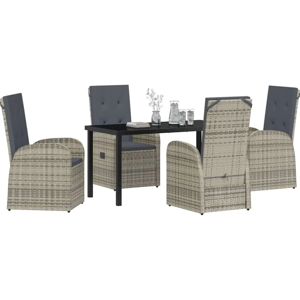 vidaXL Tuin eettafelset 5 st Grijs poly rattan