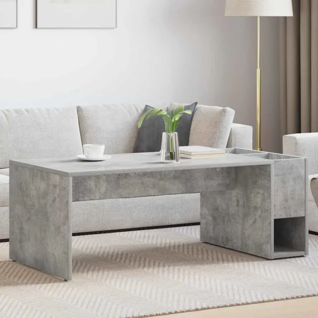 vidaXL Salontafel Beton Grijs 101,5 x 50 x 37 cm Bewerkt hout, foto 2