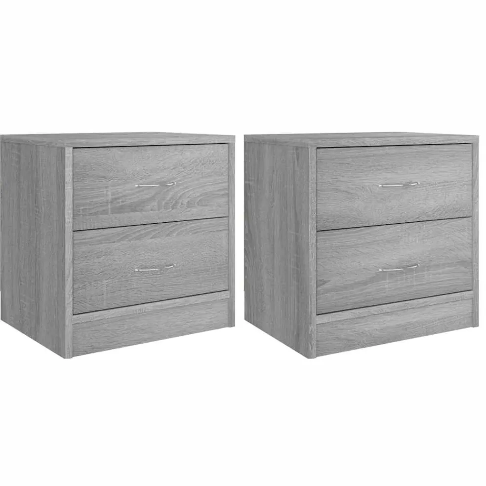 vidaXL Nachtkastjes 2 st 40x30x40 cm bewerkt hout grijs sonoma eiken, foto 3