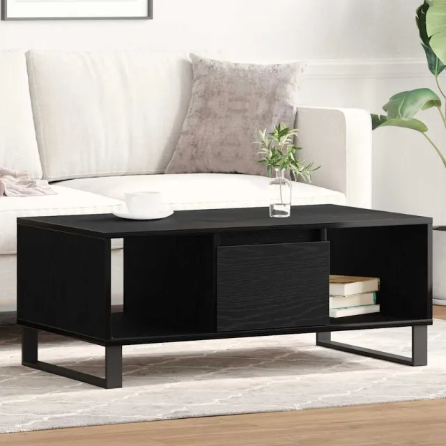 vidaXL Salontafel Zwart Eiken 90 x 50 x 36,5 cm Bewerkt hout, foto 2