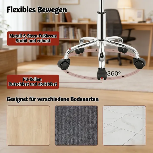 MIVRAY Bureaukruk 53-65,5 Cm - In Hoogte Verstelbaar, 360° Draaibaar - Voor Bureau En Kaptafel - Fluweel, Metaal En Pu - Roze