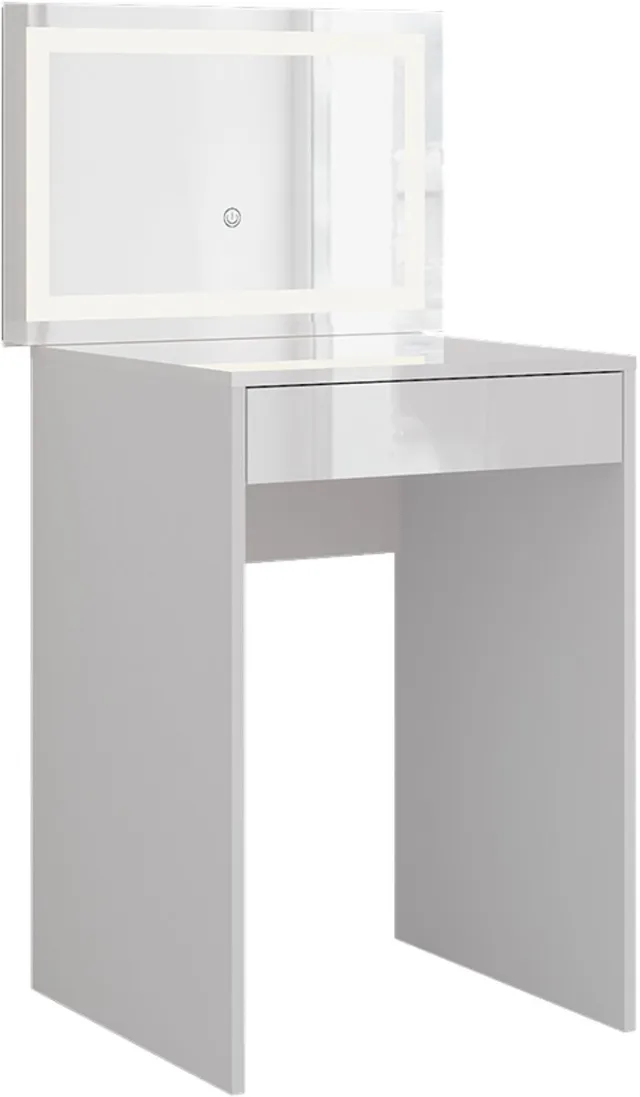 Vicco Kaptafel met licht Sherry, Wit/Wit Hoogglans, 51.4 cm met LED-spiegel
