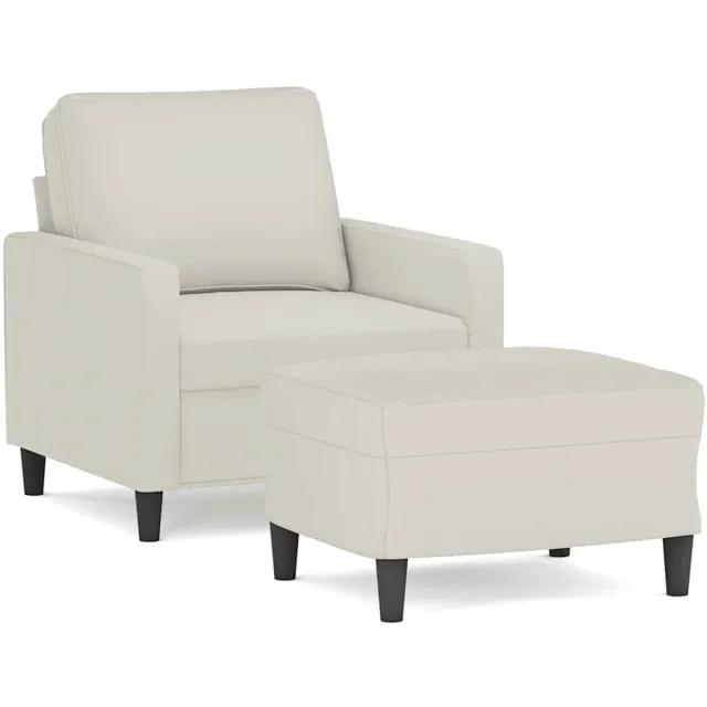 vidaXL Fauteuil - met - voetenbank - 60 - cm - fluweel - crèmekleurig