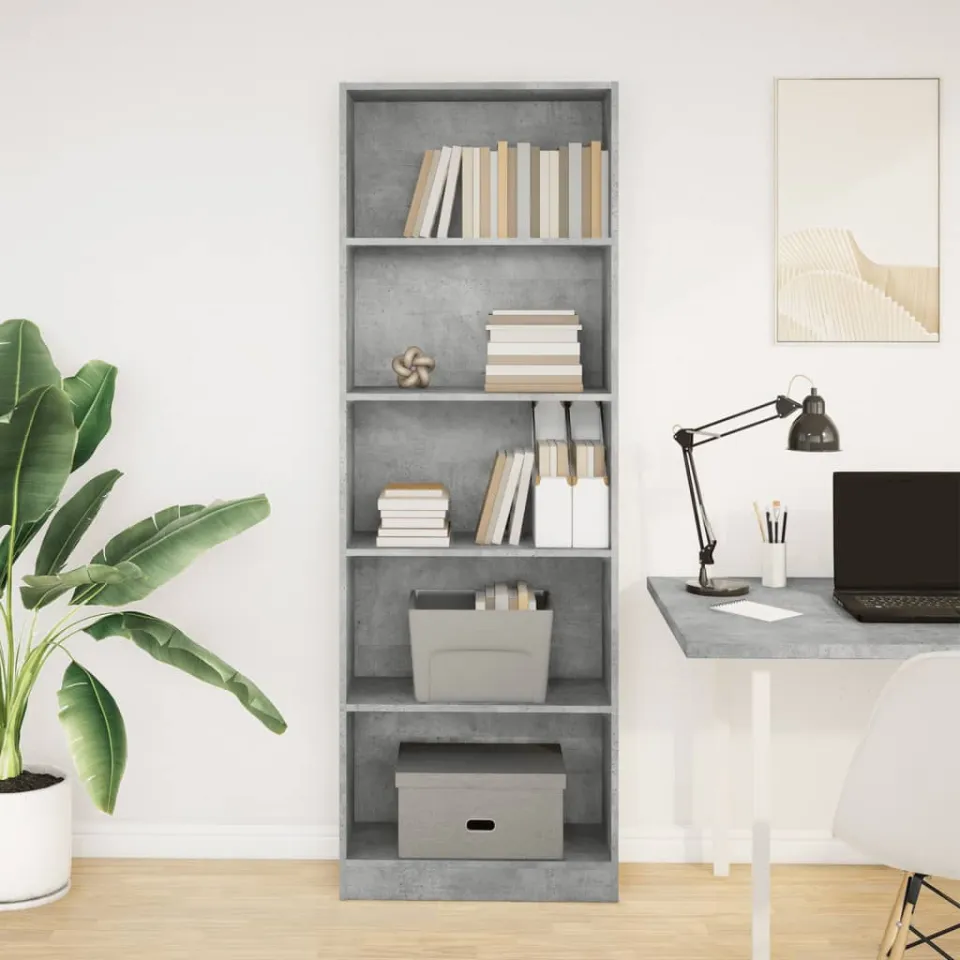 vidaXL Boekenkast 60x24x176 cm bewerkt hout betongrijs grijs, foto 2