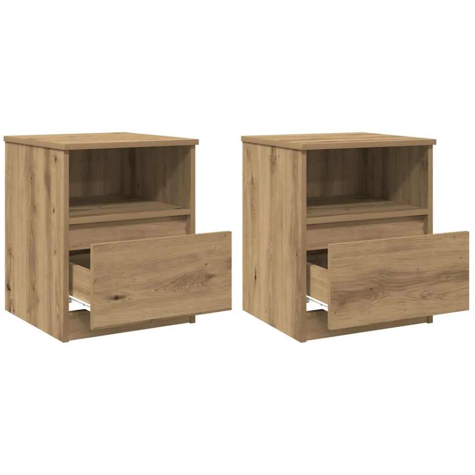 vidaXL Nachtkastjes 2 st 40x40x50 cm bewerkt hout artisanaal eiken Bruin