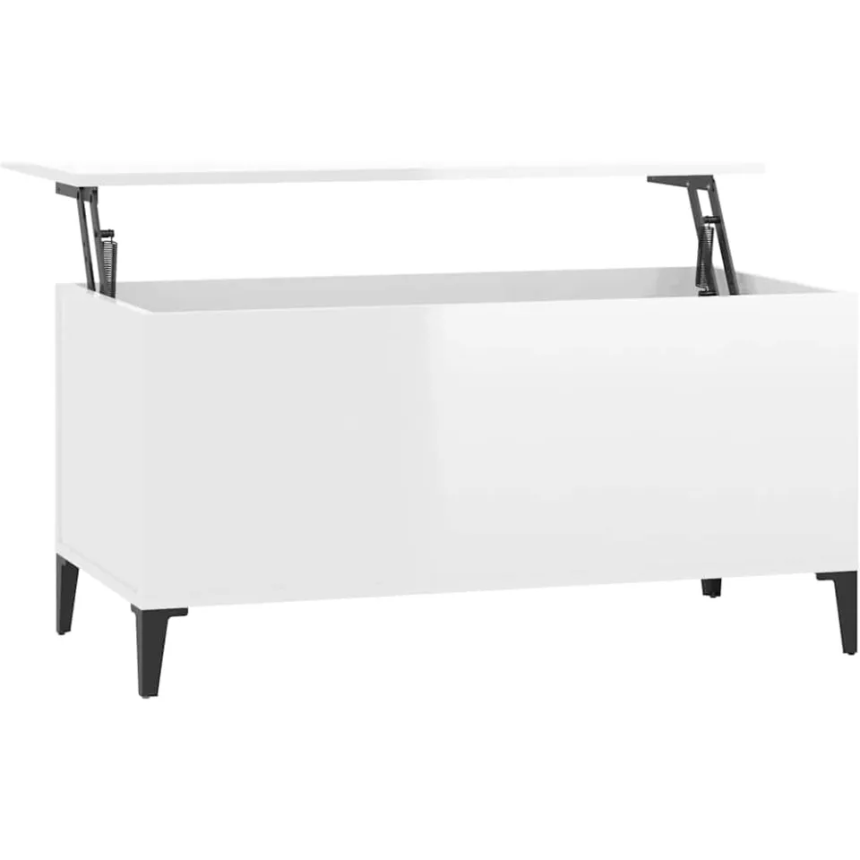 vidaXL Salontafel 90x44,5x45 cm bewerkt hout hoogglans wit
