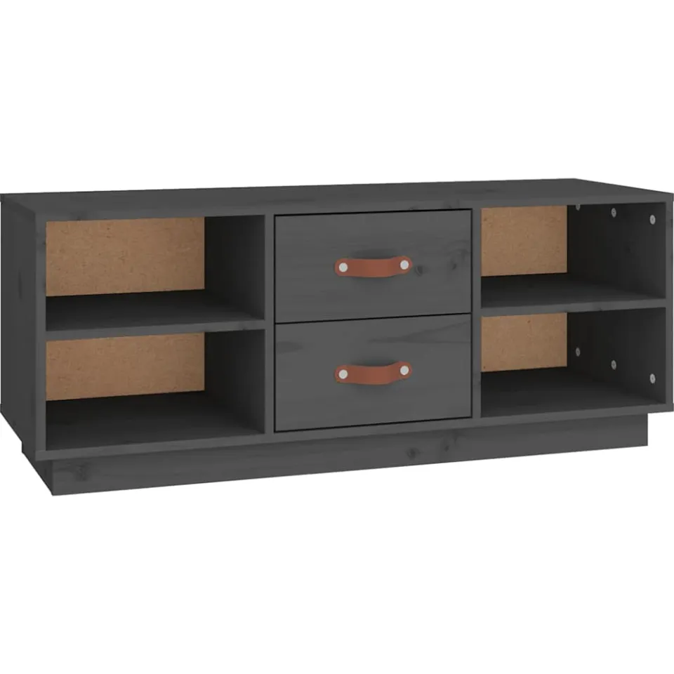 vidaXL Tv-meubel 100x34x40 cm massief grenenhout grijs