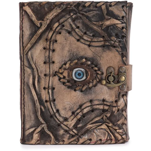 Ancient Wisdom Brown Tan Book - Evil Eye Decor - 160 Deckle Edges Pages - 17x12.5cm multicolor