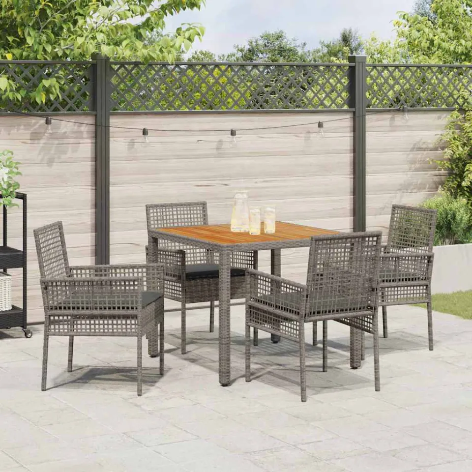 vidaXL Tuin eettafelset 5 st Grijs poly rattan, foto 3