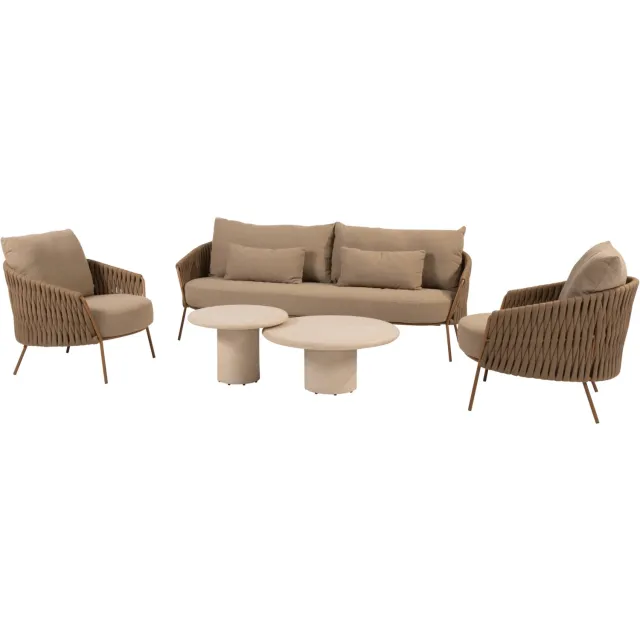 4 Seasons Outdoor Hampton Molina stoel bank loungeset 5 delig mortex amber 4 Seasons Outdoor Bruin / Terre, Amber