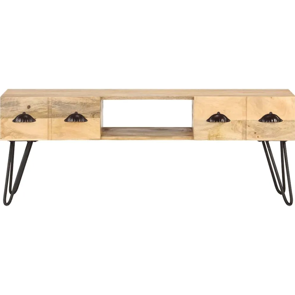 vidaXL Tv-meubel 120x35x45 cm massief mangohout bruin, foto 2