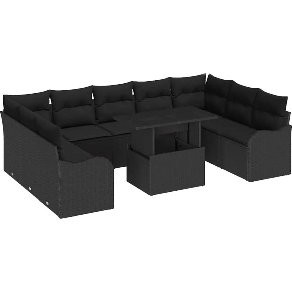 vidaXL Tuin Sofa Set 10 st Zwart Poly riet