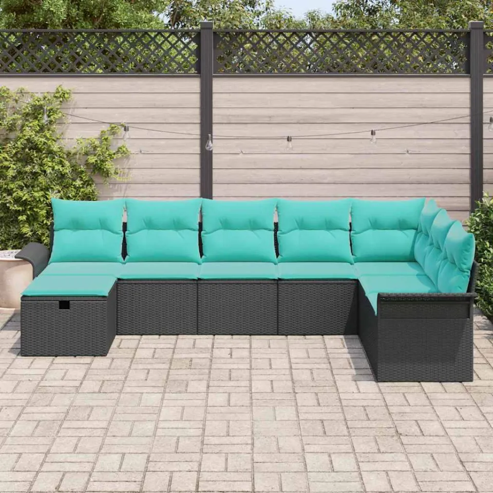 vidaXL Tuin Sofa Set 8 st Poly riet beige, foto 3
