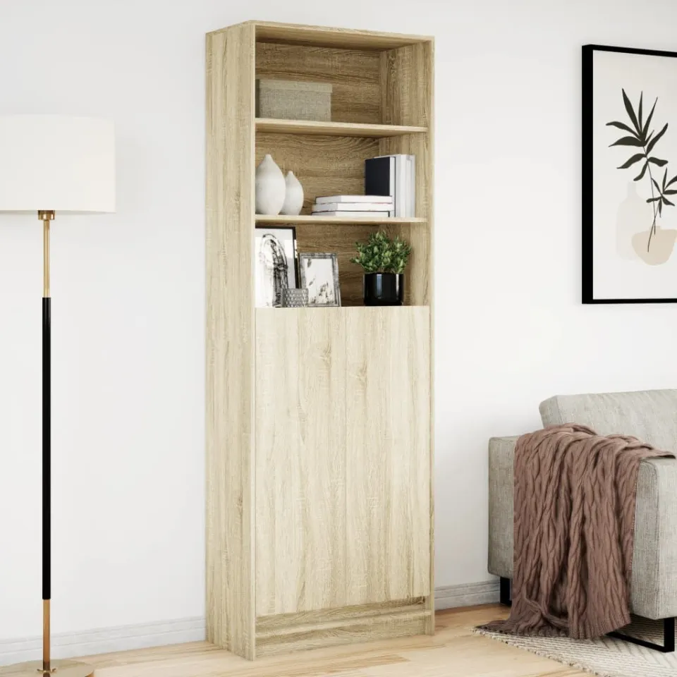 vidaXL Hoge kast met LED 69x32,5x200 cm bewerkt hout sonoma eikenkleur, foto 2