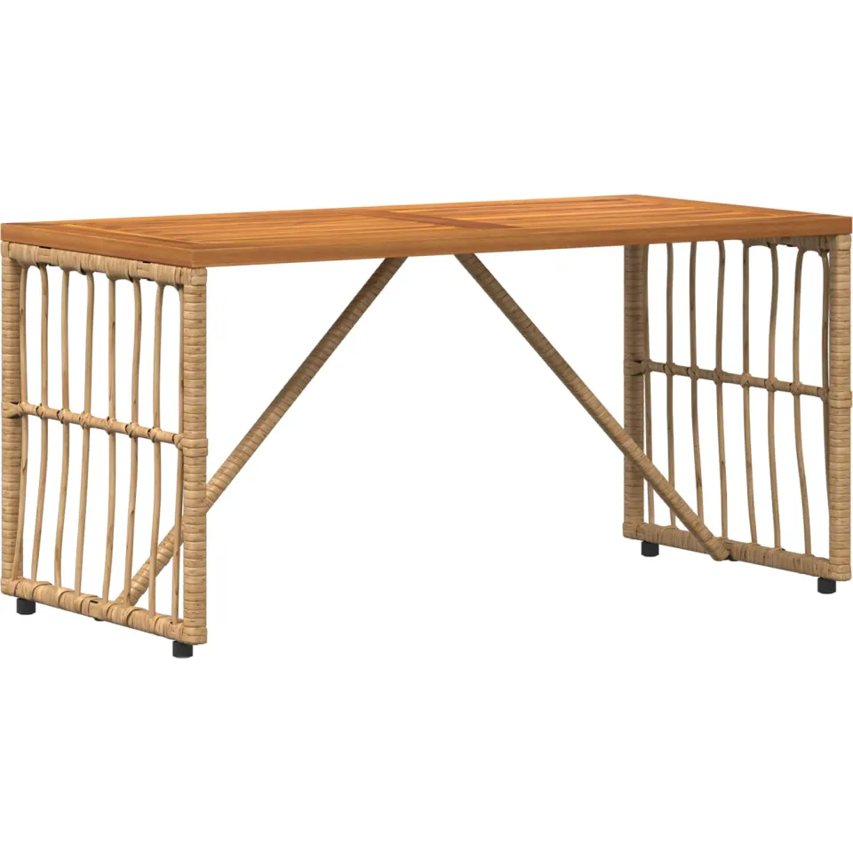 vidaXL Buiten Tafel Naturel 80 x 40 x 40 cm Staal en Poly Rattan, foto 3