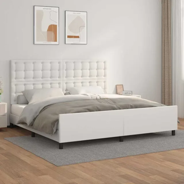 vidaXL Bedframe met hoofdbord kunstleer wit 200x200 cm