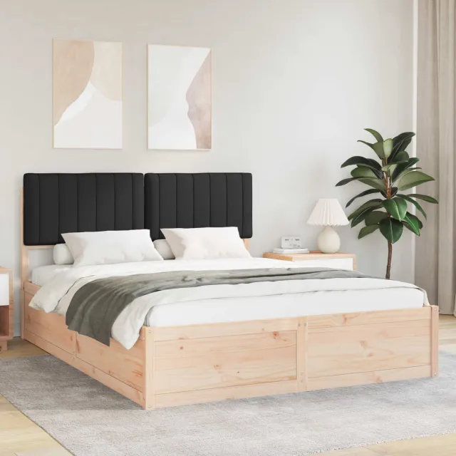 vidaXL Bedframe met Gevoerd Hoofdgedeelte Zwart 150 x 200 cm