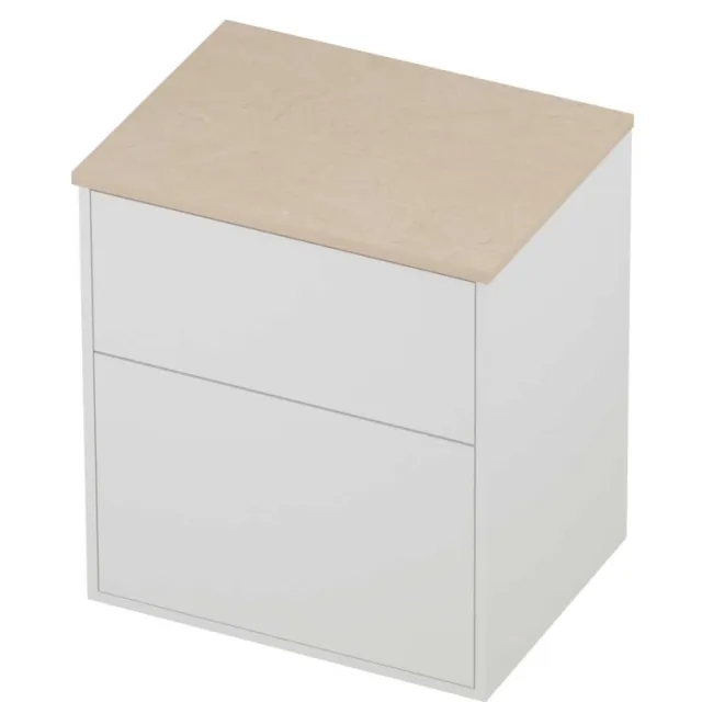 Proline Deck Badmeubelset Hardsteen Voor Grepen Asymmetrisch 60x46x67 cm Sand Stone Mat White