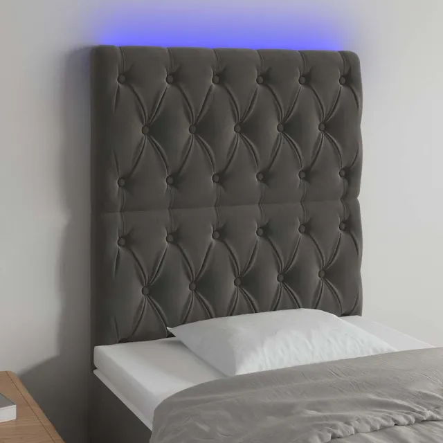 vidaXL Hoofdbord LED 80x7x118/128 cm fluweel donkergrijs
