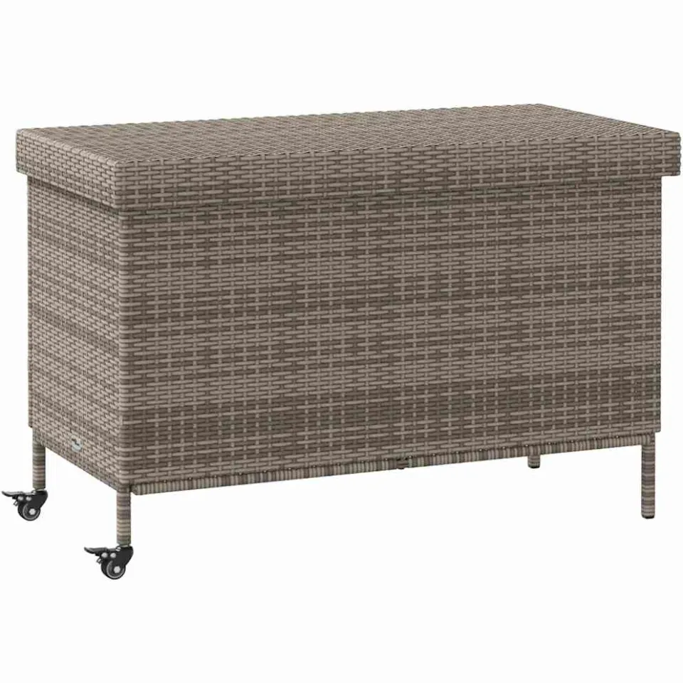 vidaXL Tuinbox met wielen 110x55x73 cm poly rattan grijs, foto 3