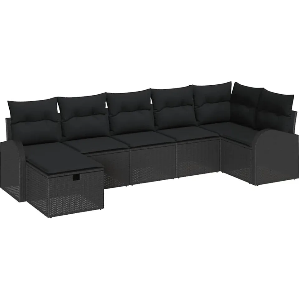 vidaXL Tuin Sofa Set 7 st Zwart poly rattan