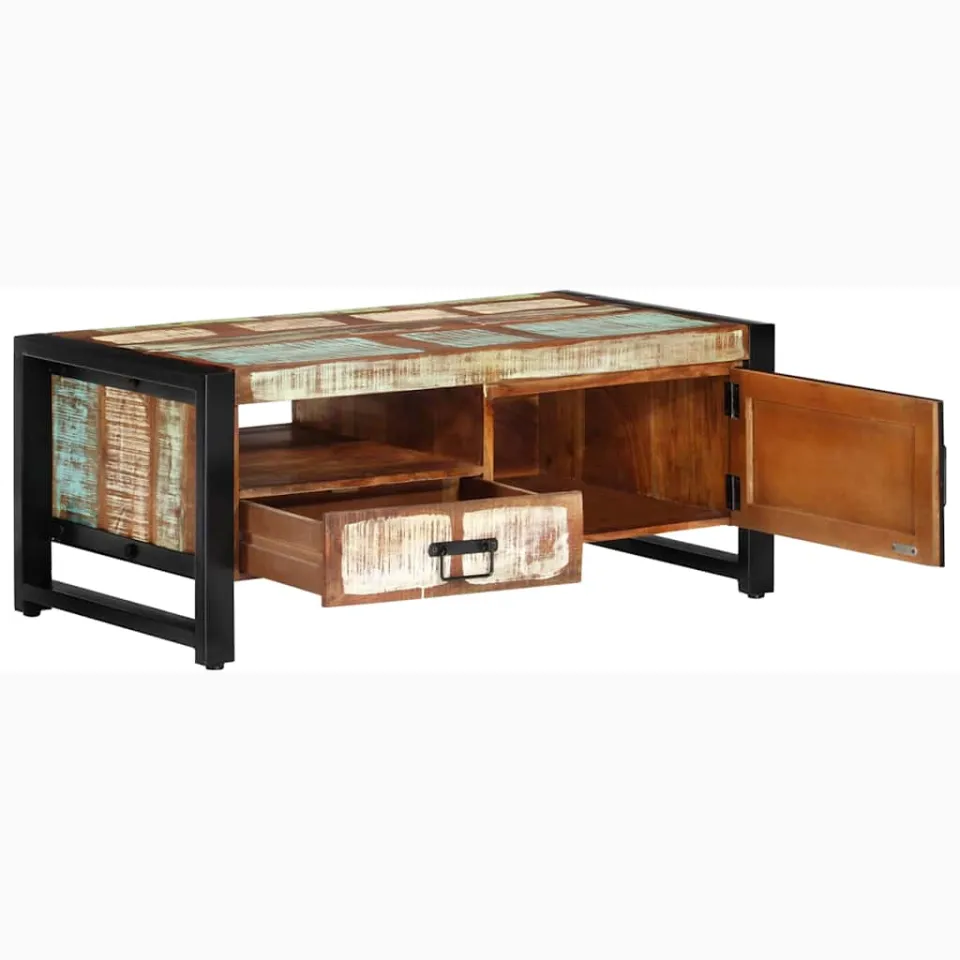 vidaXL Salontafel 100x50x41 cm massief gerecycled hout meerkleurig, foto 3