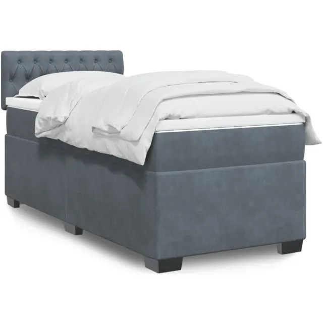 vidaXL Boxspring met matras fluweel donkergrijs 90x200 cm grijs