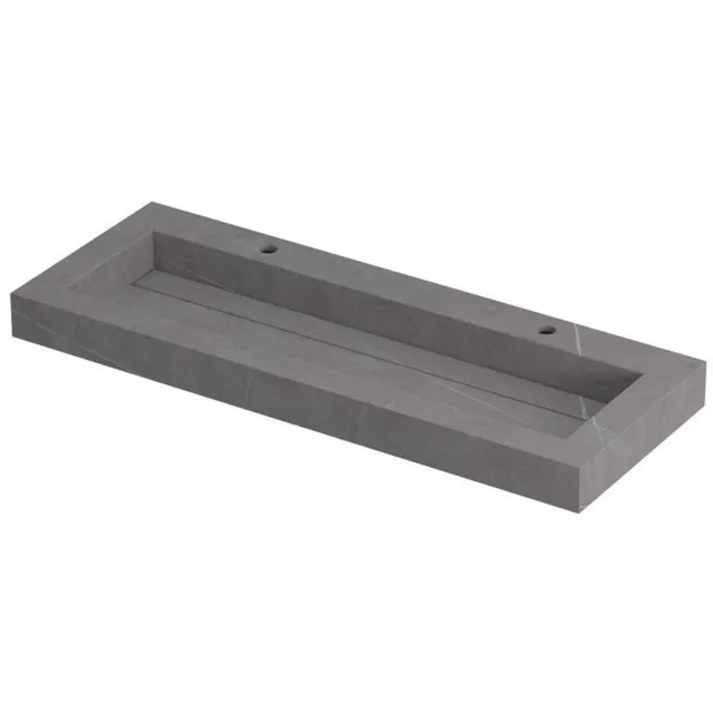 Ink Pitch meubelwastafel 120x45cm keramische slab - 2 kraangaten - Armani grey Armani grey mat
