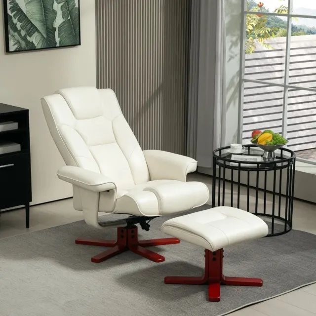 ZYLARO Relaxfauteuil met Voetenbank - Fauteuil - Moderne Relaxstoel - Kantelbaar tot 135° - Verstelbare Rugleuning - tot 150 kg - Relaxstoel - Ligstoel - TV Stoel - Loungestoel - Leesstoel - Crèmewit Crème wit + Donkerrood