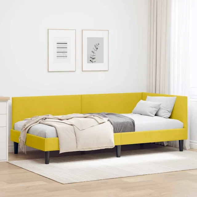 vidaXL Hoekbedframe Geel 80 x 200 cm fluweel