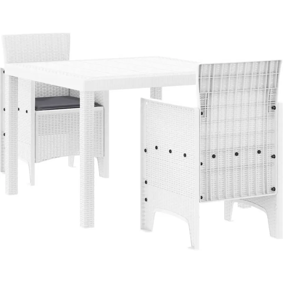 vidaXL Tuin Eetset 3 st Wit Polypropyleen