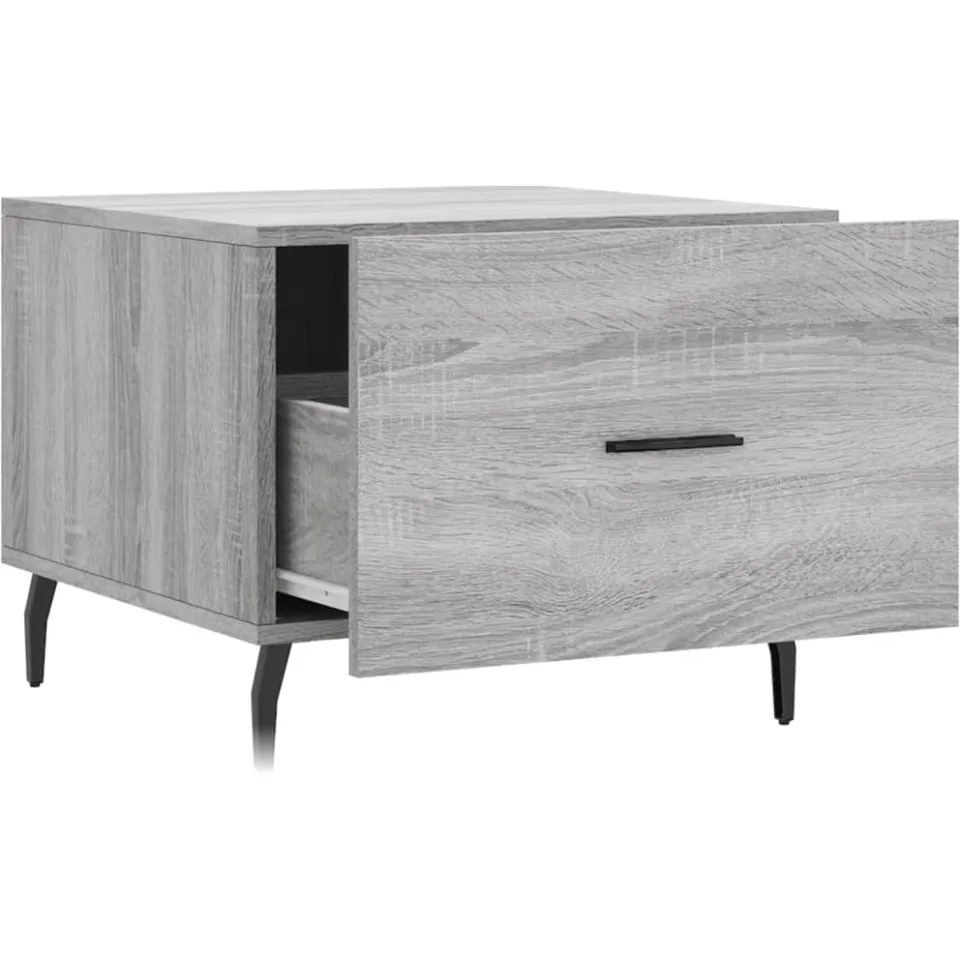 vidaXL Salontafel 50x50x40 cm bewerkt hout grijs sonoma eiken, foto 4
