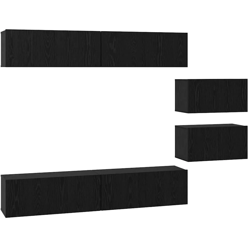 vidaXL Tv-meubelset 6 st 80 x 30 x 30 cm Zwart Eiken