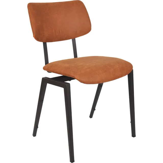 LABEL51 Stapelbaar Eetkamerstoel - Bruin - Stof - Zwart Metalen Frame - Stoel - Stapelstoel
