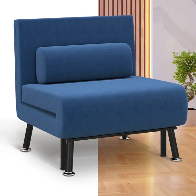 GranMaison Slaapbank - Uitklapbaar - Slaapstoel - Logeerbed - Zetelbed - Slaapfauteuil - Vouwbed - 1 persoons - Zeer comfortabel - Domkerblauw Donkerblauw-3