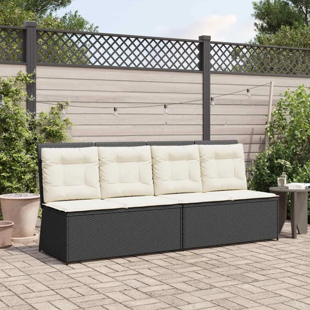 vidaXL Tuinbank Zwart poly rattan, foto 2