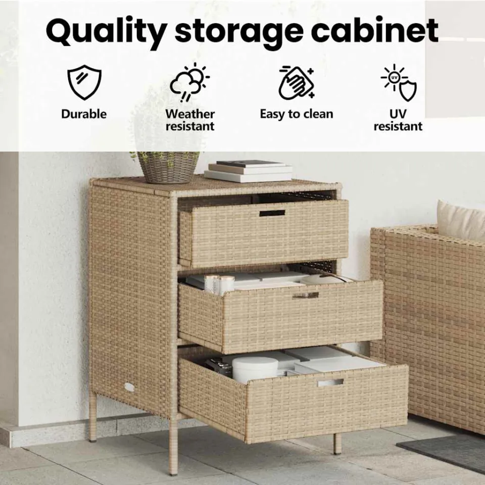 vidaXL Tuinkast 55x59x80 cm poly rattan beige, foto 4