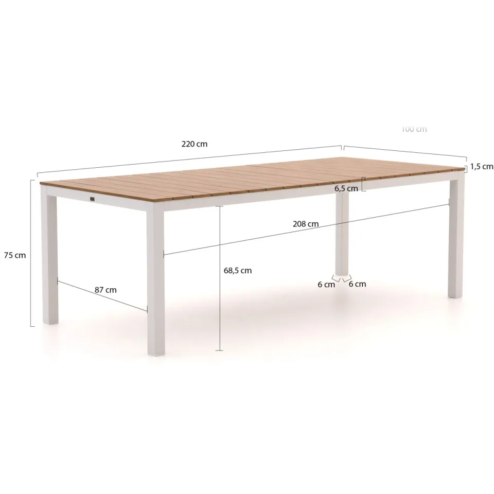 Forza Furniture Forza Altea/Fidenza 220cm dining tuinset 7-delig stapelbaar wit, foto 4