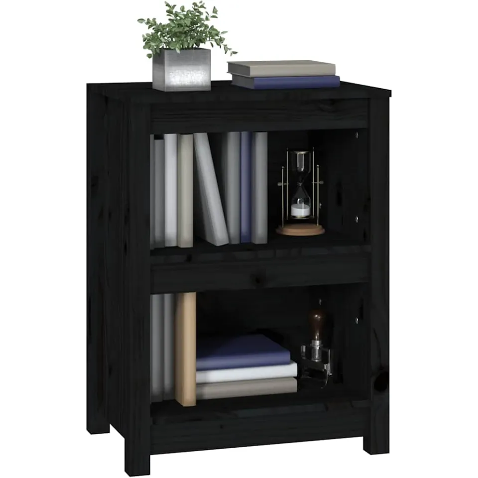vidaXL Boekenkast 50x35x68 cm massief grenenhout zwart