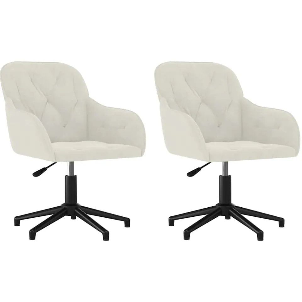 vidaXL Eetkamerstoelen draaibaar 2 st fluweel crèmekleurig, foto 3