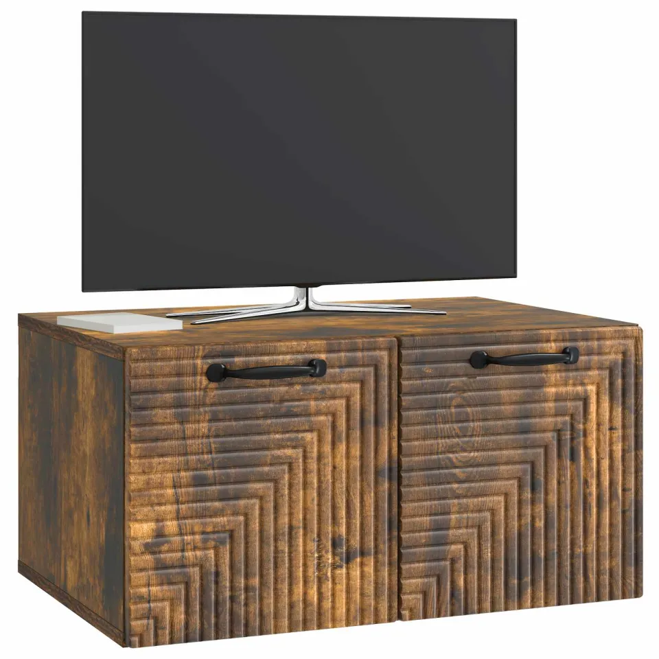 vidaXL Wandbeugel TV-kast Gerookt eiken 59,5 x 41 x 30 cm Bewerkt hout Bruin