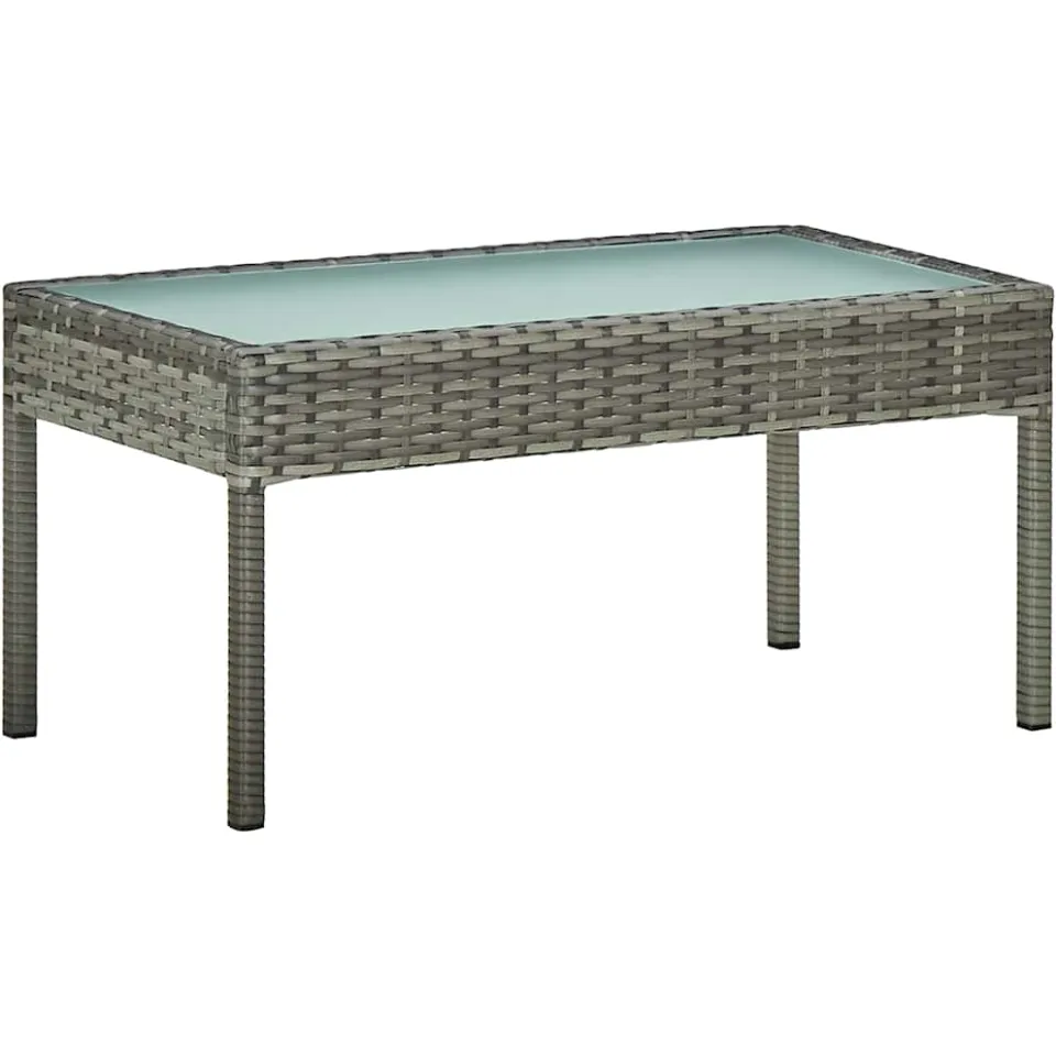 vidaXL 4-delige Loungeset met kussens poly rattan grijs