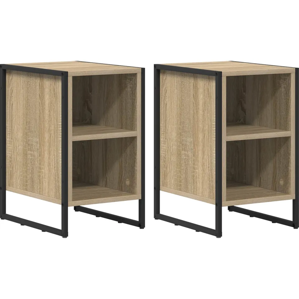 vidaXL Nachtkastje 2 st Sonoma Eiken 39.5 x 30 x 50 cm Bewerkt hout, foto 3