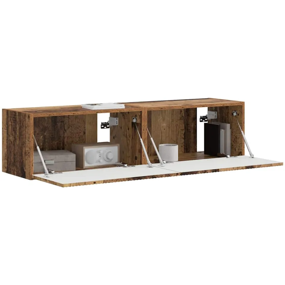 vidaXL TV Wandkast 2 st Oud Hout Bewerkt hout Bruin