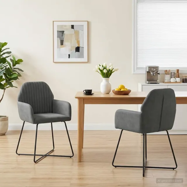 vidaXL Eettafelstoelen 2 st fluweel Donkergrijs 55 x 50 x 84 cm