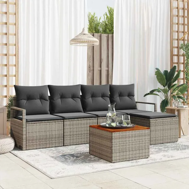 vidaXL Tuinbankenset 6 st Grijs poly rattan, foto 2