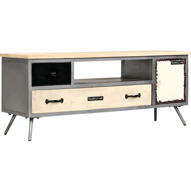 vidaXL Tv-meubel 120x30x45 cm massief mangohout en staal Meerkleurig